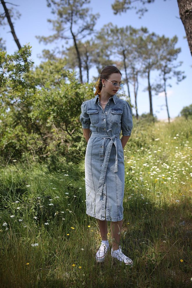 Levure Dames Denim Overhemdjurk Blauw Groothandel Kleding Casual