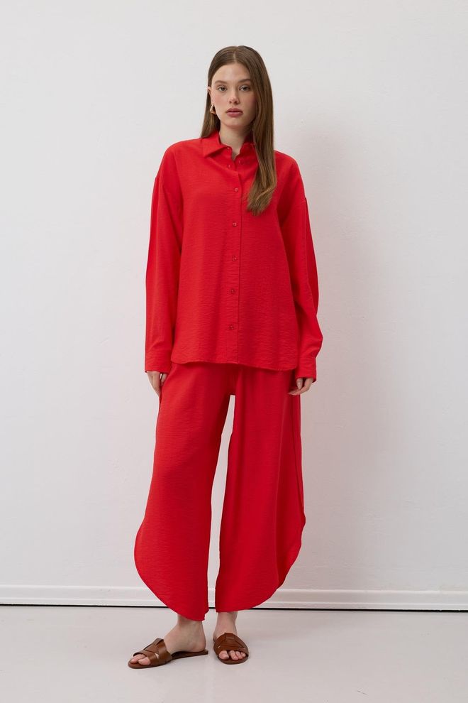 Levure Camicia Oversize Con Bottoni Rossa Abbigliamento all'ingrosso Casuale