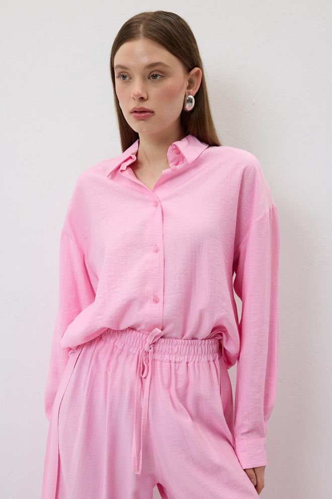 Levure Elastic Waist Slit Pants Pink Wholesale Clothing Lounge