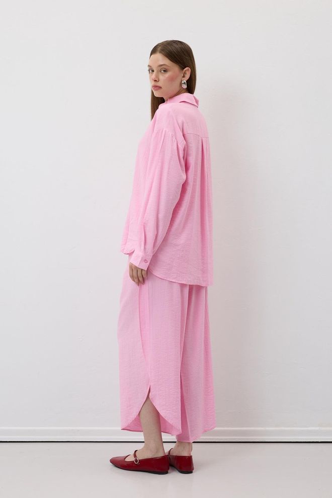 Levure Elastic Waist Slit Pants Pink Wholesale Clothing Summer