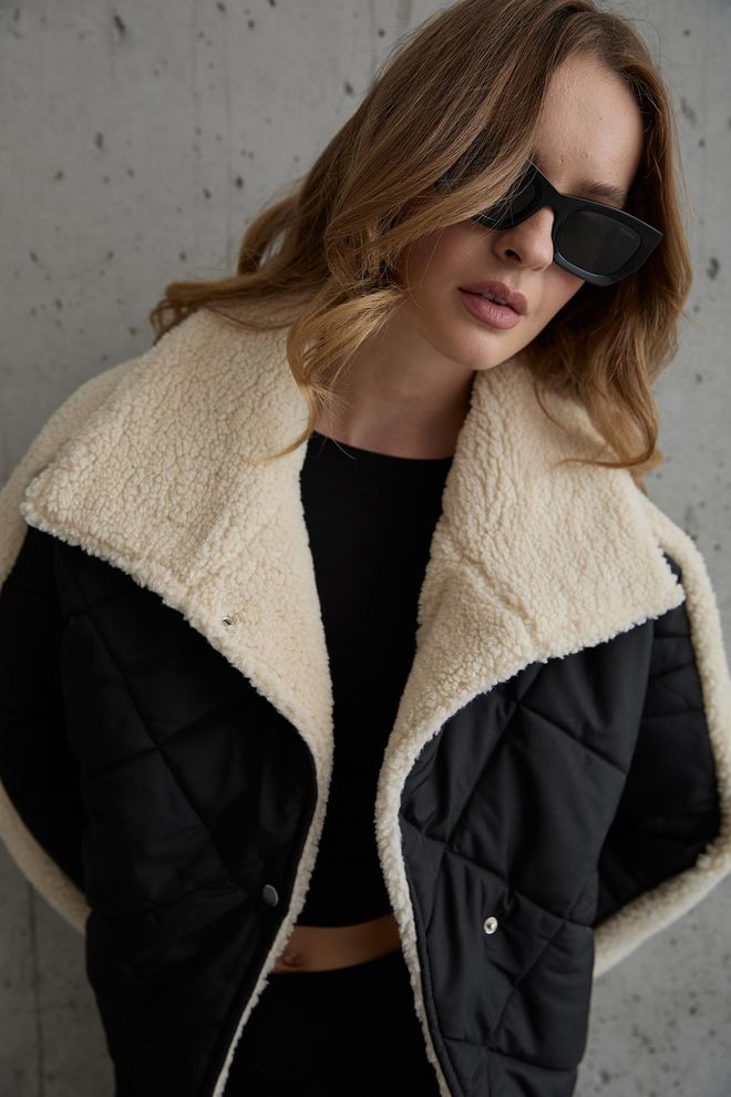Levure Snap Detail Quilted Coat Black Wholesale Clothing 2