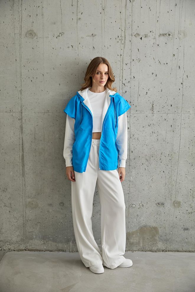 Levure Women's Garni Detailed Sweatshirt Ecru sax Wholesale Clothing Casual