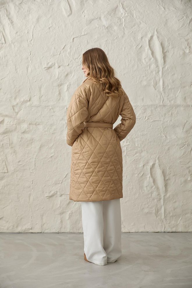 Levure Jaqueta Gola Cintura Com Cinto Acolchoado Longo Casaco Feminino Camelo Roupas por atacado Inverno