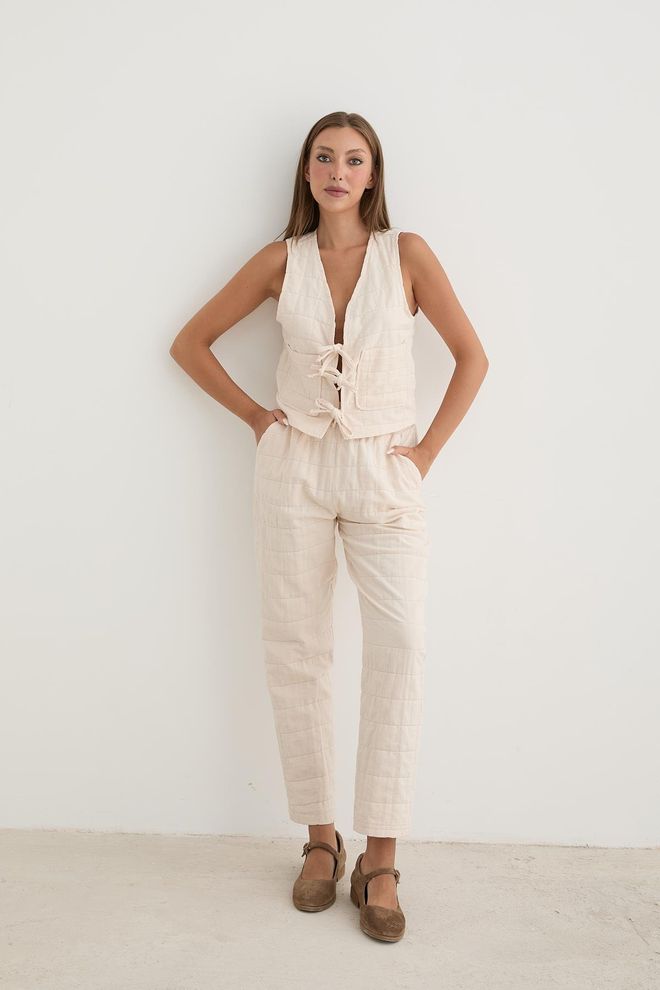 Levure Ženske Prošivene Hlače S Detaljnim Uzorkom Na Uzicu U Kamenu Veleprodaja odjeće Ležerni