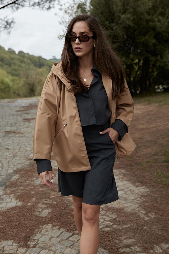 Levure Trench Da Donna Con Dettagli In Cordoncino Con Cerniera Frontale Color Cammello Abbigliamento all'ingrosso Casuale