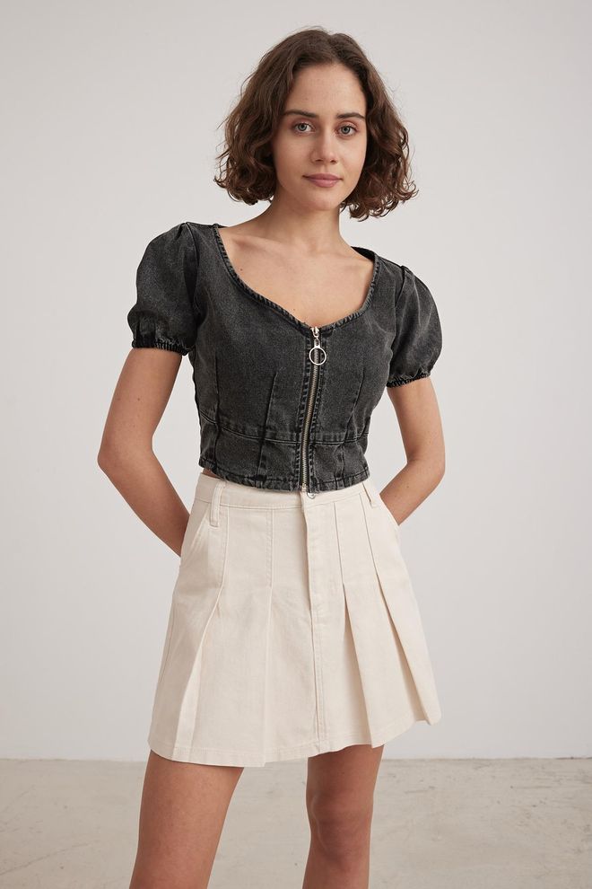 Levure Bluză Neagră Cu Fermoar Neagră Îmbrăcăminte cu ridicata Casual