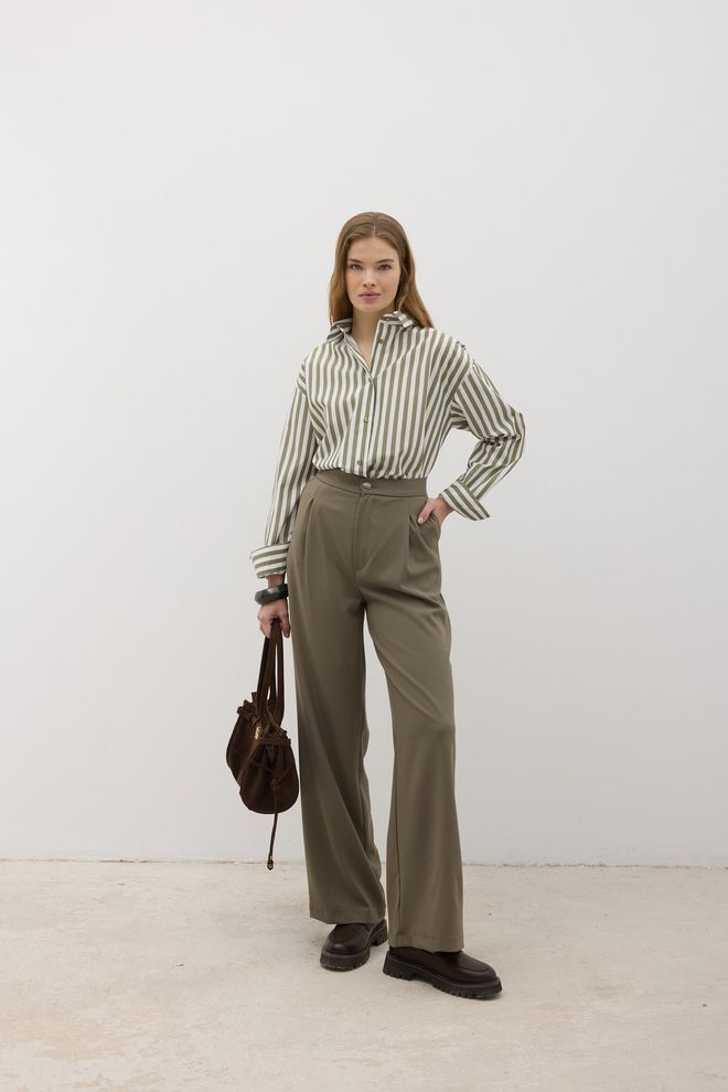 Levure Front Zipper Button Detailed Pants Khaki Wholesale Clothing Formal