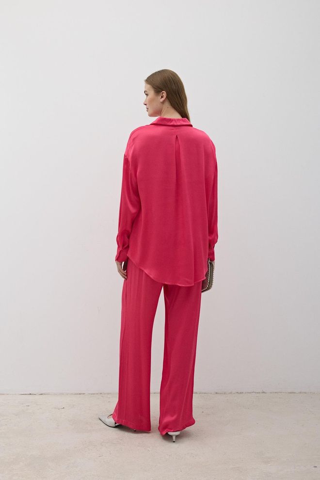 Levure Pantalon En Satin À Taille Élastique Pour Femme Fuchsia Vêtements en gros Printemps