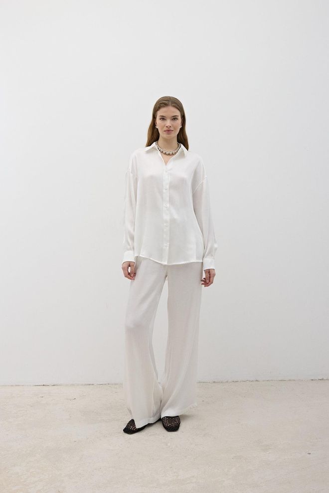 Levure Pantalones De Satén Con Cintura Elástica Para Mujer Color Crudo Ropa al por mayor Elegante