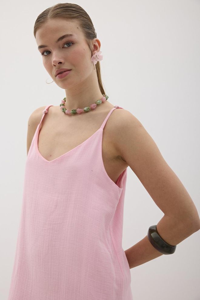 Levure Müslinkleid In Übergröße Verstellbar Mit Aufhängern Rosa Großhandelskleidung Kein Stoff