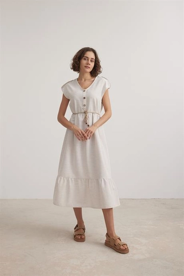 A wholesale clothing model wears  E27-7092 Stone
, Turkish wholesale Dress of Levure