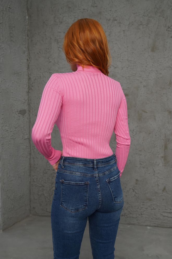 Lustrin Turtleneck Ribbed Detail Wholesale Knitwear Pink Sweater Wholesale Clothing 4