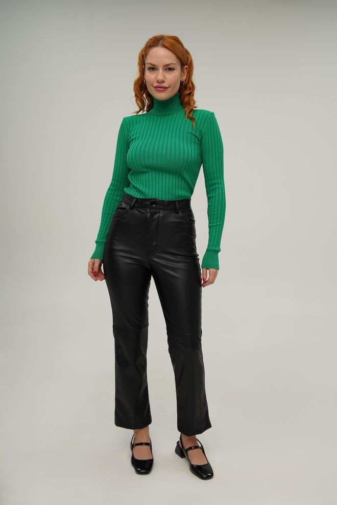 Lustrin Turtleneck Ribbed Detail Wholesale Knitwear Benetton Sweater Wholesale Clothing 1