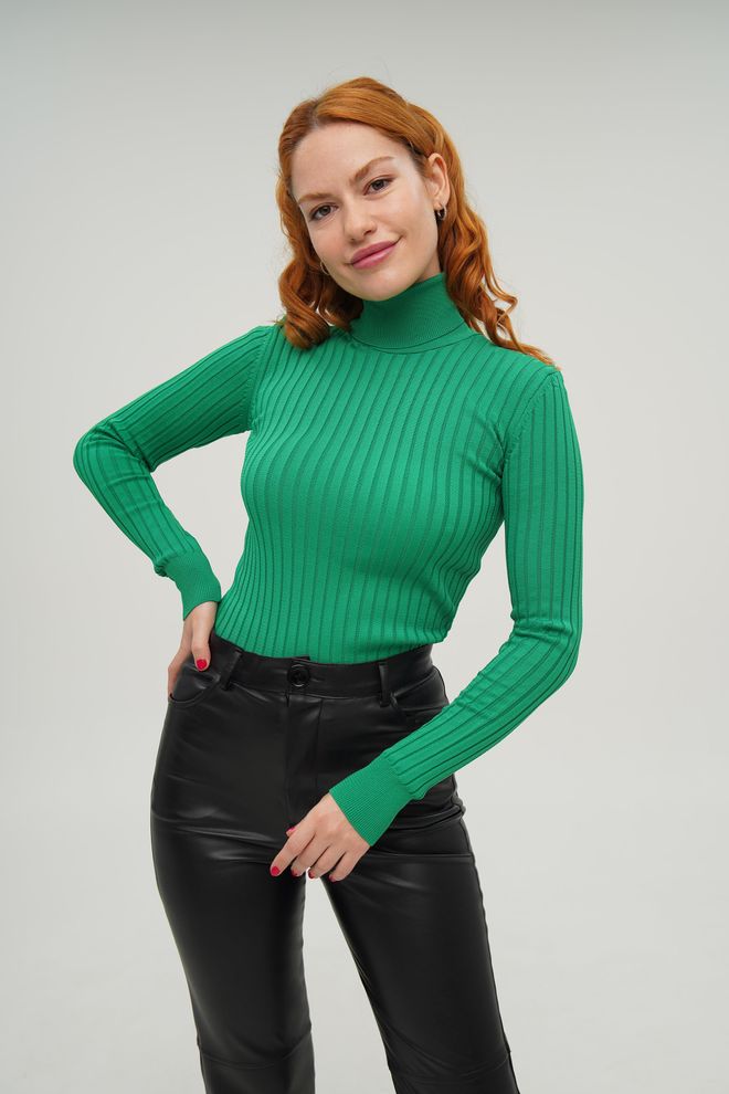 Lustrin Turtleneck Ribbed Detail Wholesale Knitwear Benetton Sweater Wholesale Clothing 3