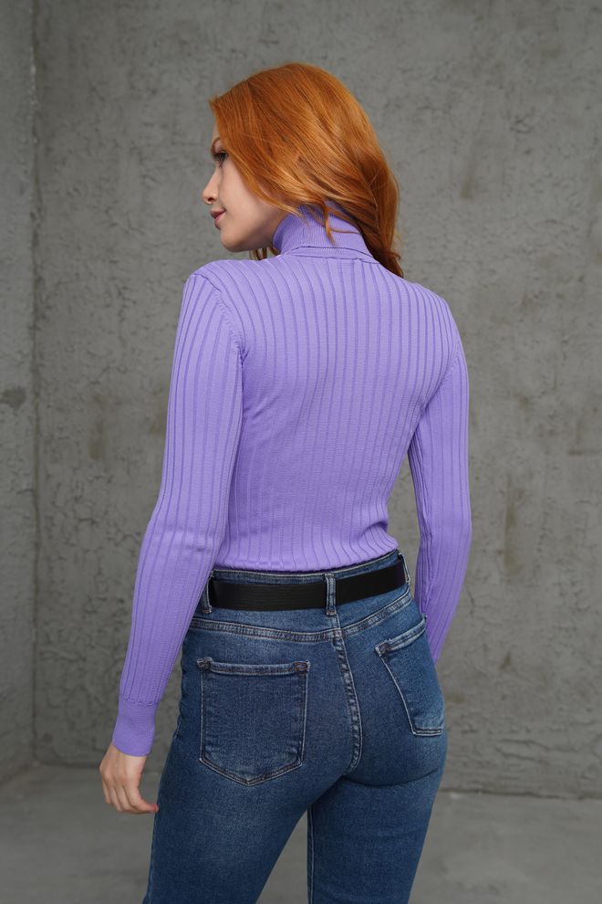 Lustrin Turtleneck Ribbed Detail Wholesale Knitwear Lilac Sweater Wholesale Clothing 4