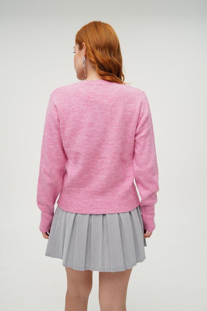 Lustrin Suéter Básico De Malha Rosa Com Gola Redonda Roupas por atacado 4