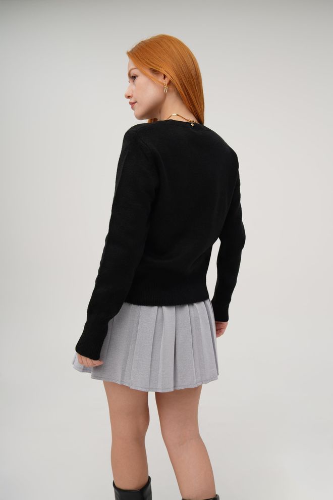 Lustrin Crew Neck Basic Wholesale Black Knitted Sweater Wholesale Clothing 4