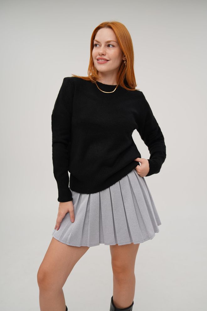 Lustrin Crew Neck Basic Wholesale Black Knitted Sweater Wholesale Clothing 3