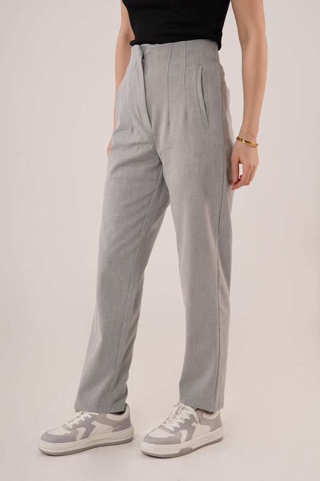 Lustrin Graue Hose Mit Doppelkragen Großhandelskleidung Formal