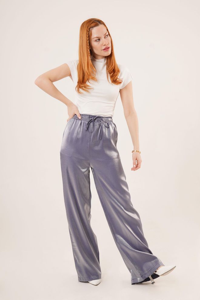 Lustrin Purple Loose Leg Wholesale Pants With Bright Look Pockets Wholesale Clothing Spring