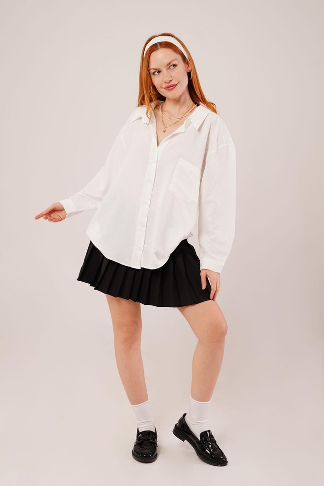 Lustrin Camisa Básica De Gran Tamaño Blanca Al Por Mayor Ropa al por mayor Casual