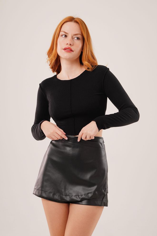 Lustrin Blouse Noire Basique En Gros Avec Point Inversé Vêtements en gros Décontracté