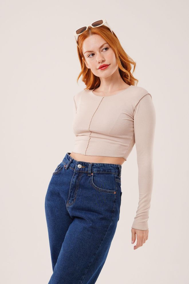 Lustrin Blouse De Corps Crème Basic Wholesale Avec Point Inversé Vêtements en gros Décontracté
