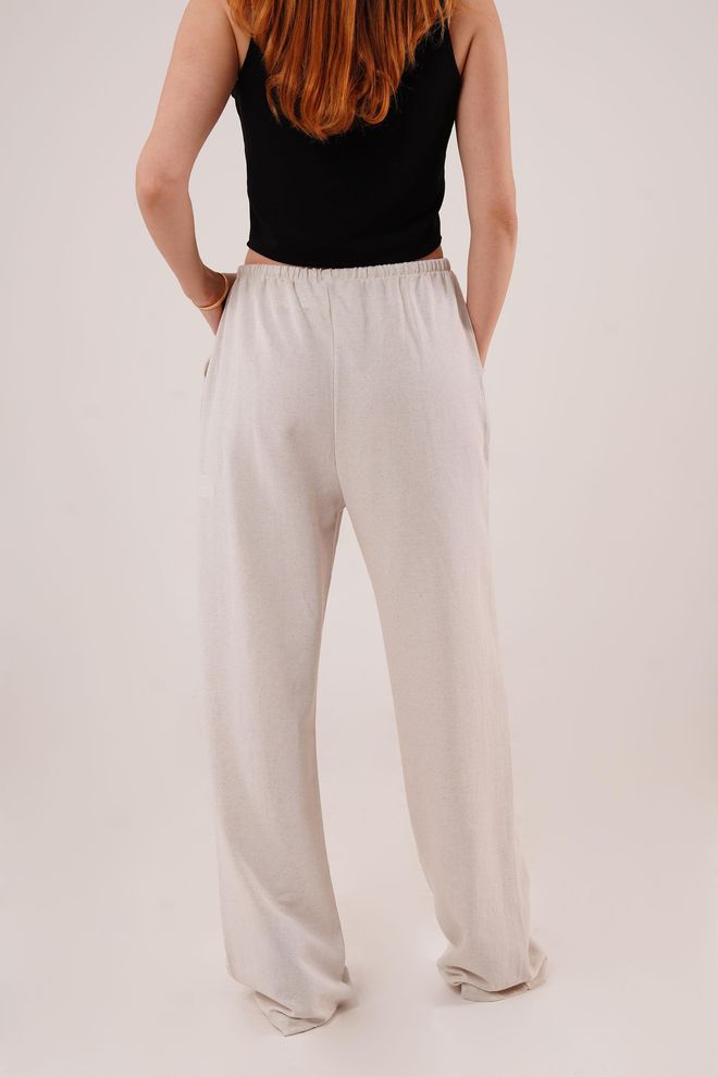 Lustrin Drawstring Detailed Linen Wholesale Ecru Pants With Pockets Wholesale Clothing Dating