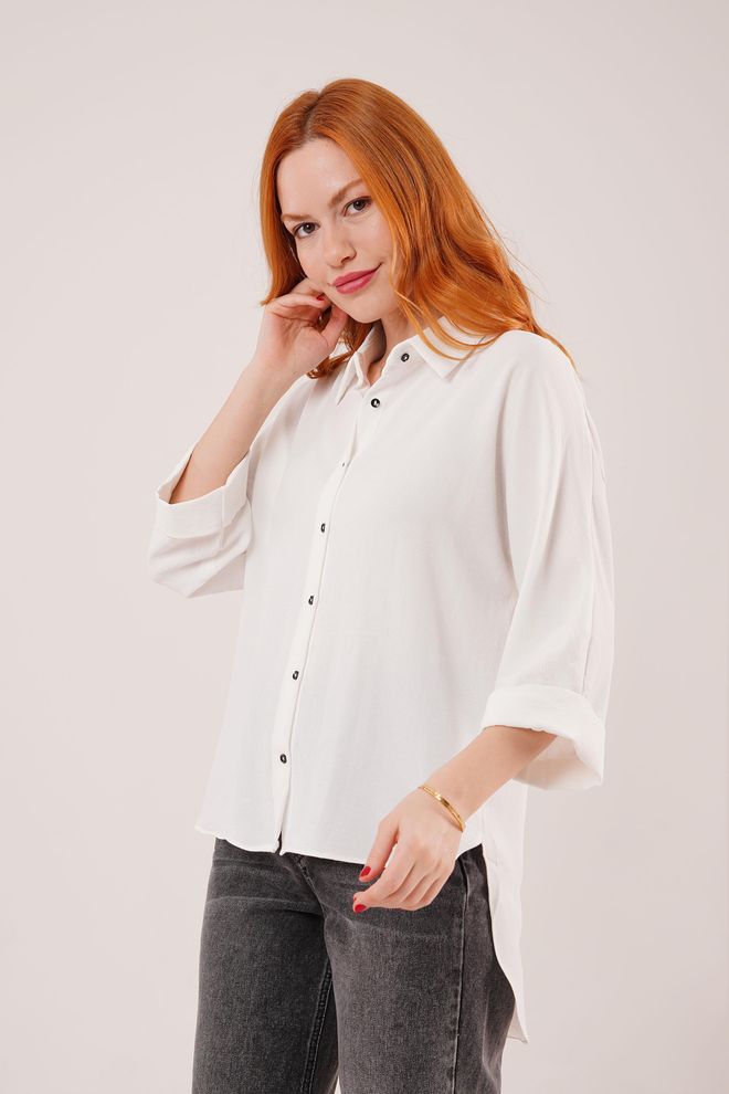 Lustrin Camisa De Color Crudo Al Por Mayor Con Estampado Casual De Manga De Murciélago Ropa al por mayor Casual