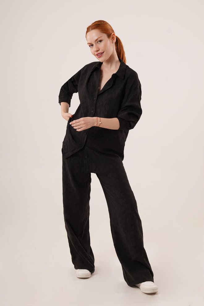 Lustrin Traje Doble Negro Al Por Mayor De Camisas Y Pantalones Estampados Ropa al por mayor Casual