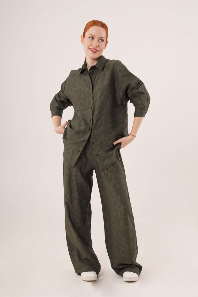 Lustrin Traje Doble Caqui Al Por Mayor De Camisa Y Pantalones Estampados Ropa al por mayor Casual