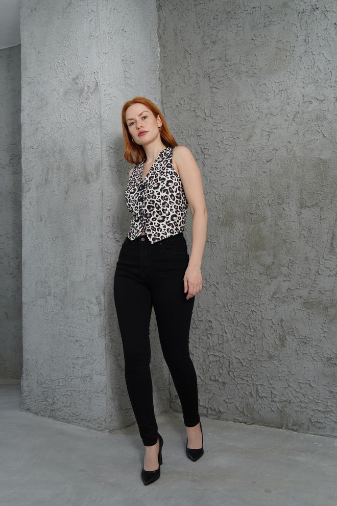 Lustrin Colete Com Estampa De Leopardo Multicolorido Roupas por atacado Casual
