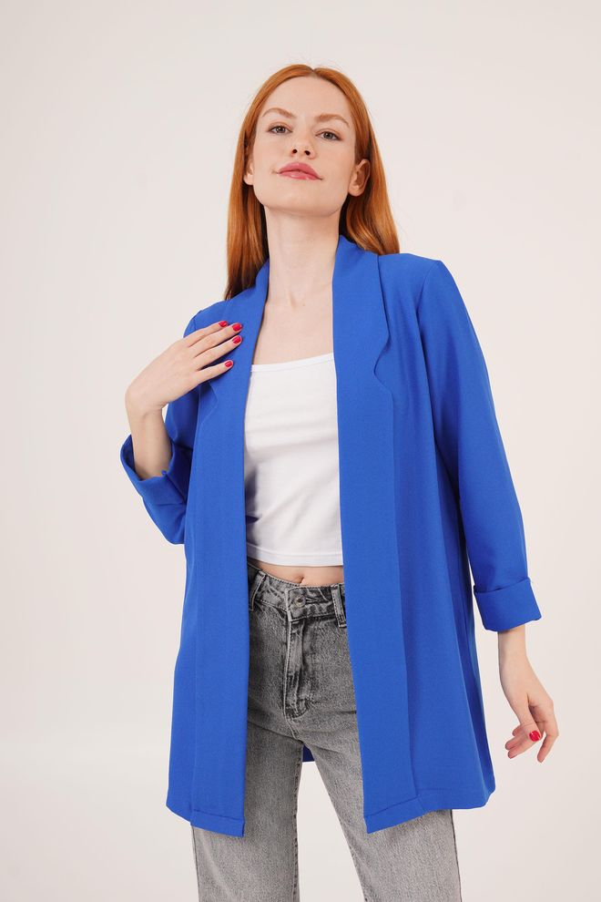 Lustrin Giacca Blazer Estiva All'ingrosso Saks Con Maniche Pieghevoli E Cucite Abbigliamento all'ingrosso Casuale