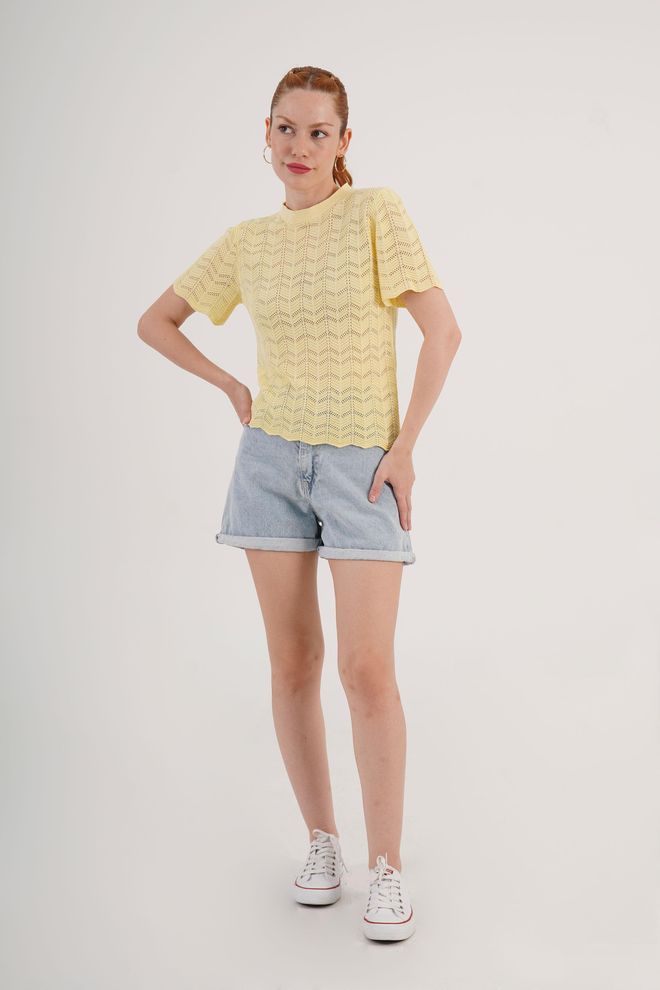 Lustrin Gelbe Lässige Niedliche Elegante Bluse Großhandelskleidung Lounge