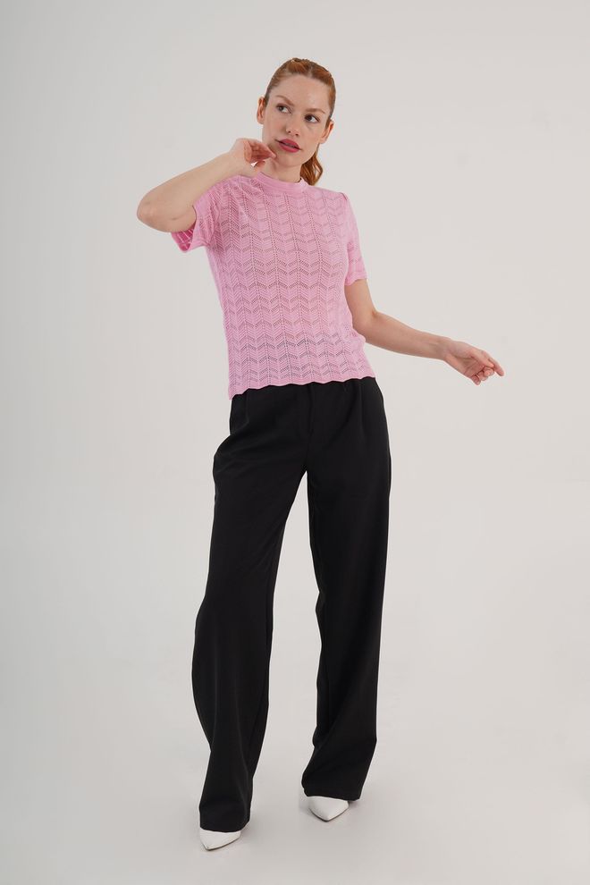 Lustrin Pink Casual Elegant Preppy Blouse Wholesale Clothing 1