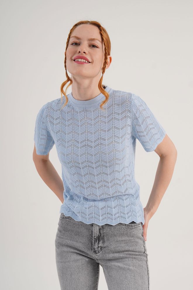 Lustrin Blu Camicetta Casual Elegante Annata Manica Corta Abbigliamento all'ingrosso Da cocktail