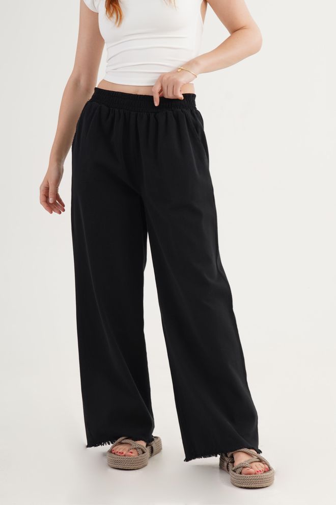 Lustrin Μαύρο Casual Παντελόνι Palazzo Χονδρικό εμπόριο ενδυμάτων Casual