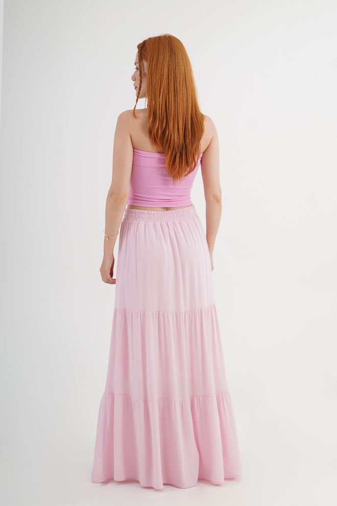 Lustrin Розе Вишеслојна Макси Сукња Средњи Струк Лежеран Бохо Велепродаја одеће Лоунге