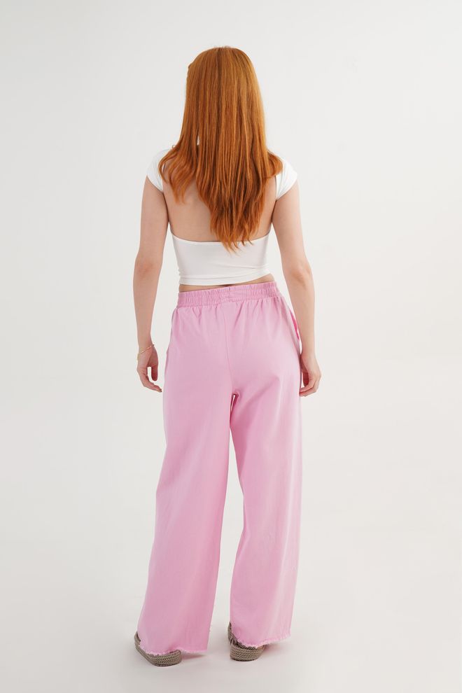 Lustrin Pink Casual Boho Palazzo Pants Wholesale Clothing Boho
