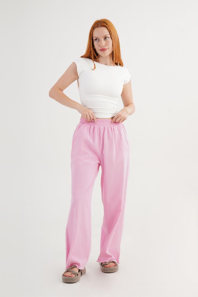 Lustrin Pink Casual Boho Palazzo Pants Wholesale Clothing 1