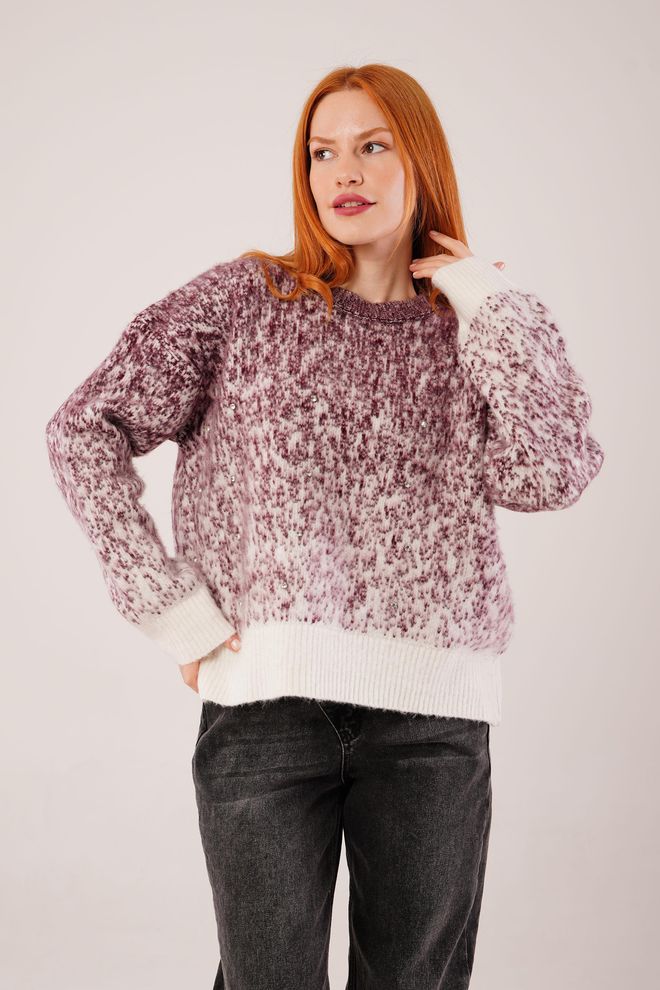 Lustrin Mix Color Sweater Oversized Fit Round Neck Wholesale Clothing Casual