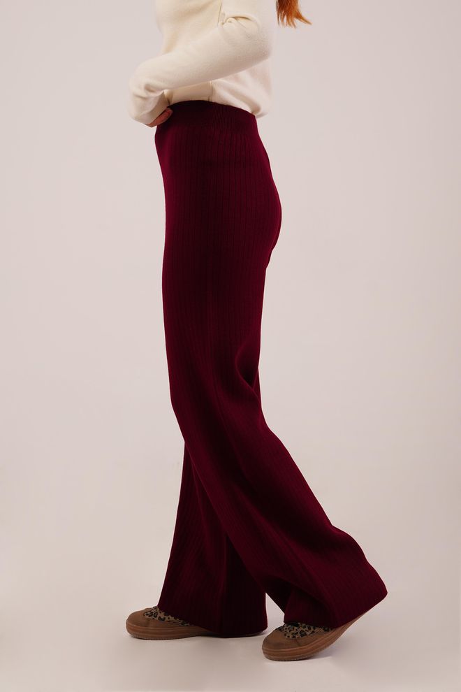 Lustrin Claret Red Palazzo Pants Wholesale Clothing 5