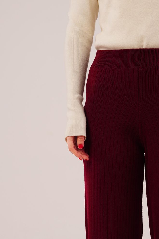 Lustrin Claret Red Palazzo Pants Wholesale Clothing 1