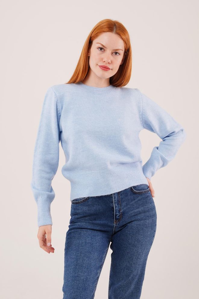 Lustrin Blue Casual Streetwear Sweater Wholesale Clothing Spring