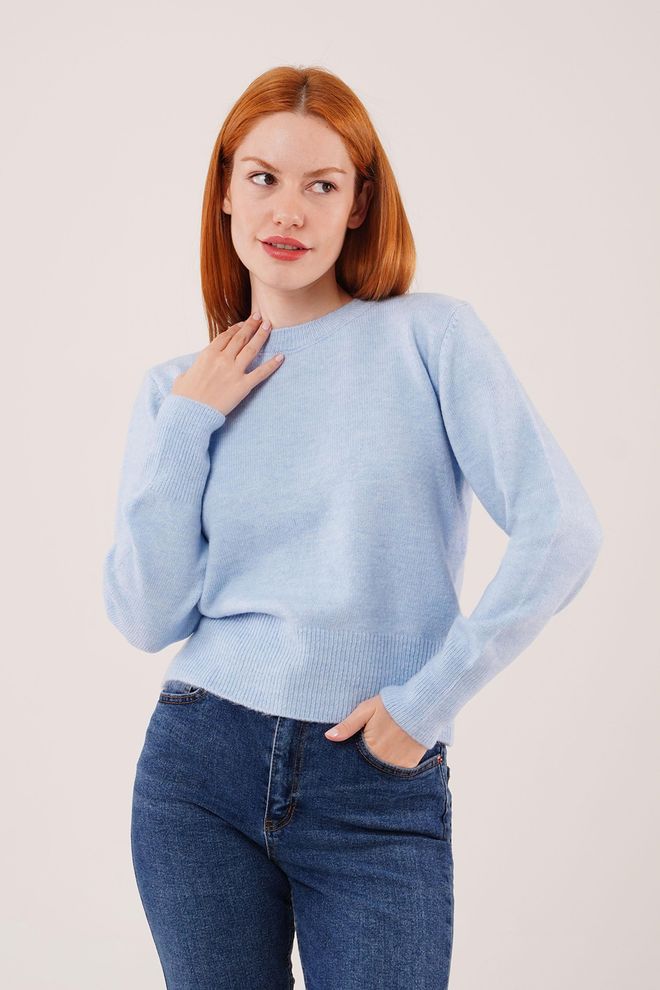 Lustrin Blue Casual Streetwear Sweater Wholesale Clothing Lounge