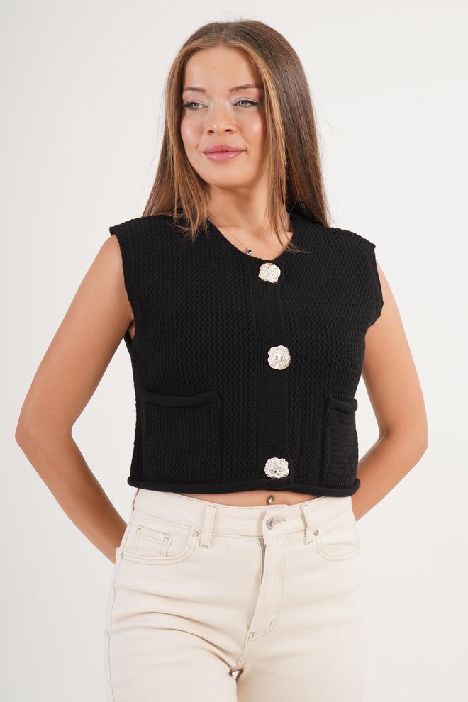 Lustrin Μαύρη Casual Κομψή Ζακέτα Χονδρικό εμπόριο ενδυμάτων Casual