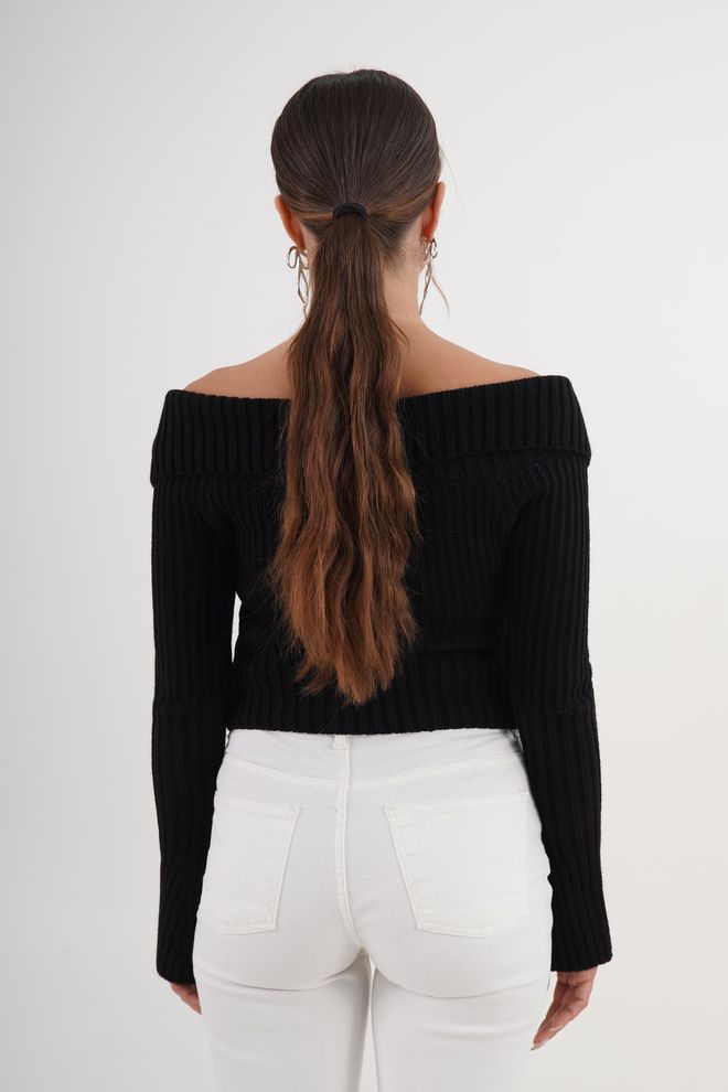 Lustrin Black Sexy Casual Elegant Cardigan Wholesale Clothing 5