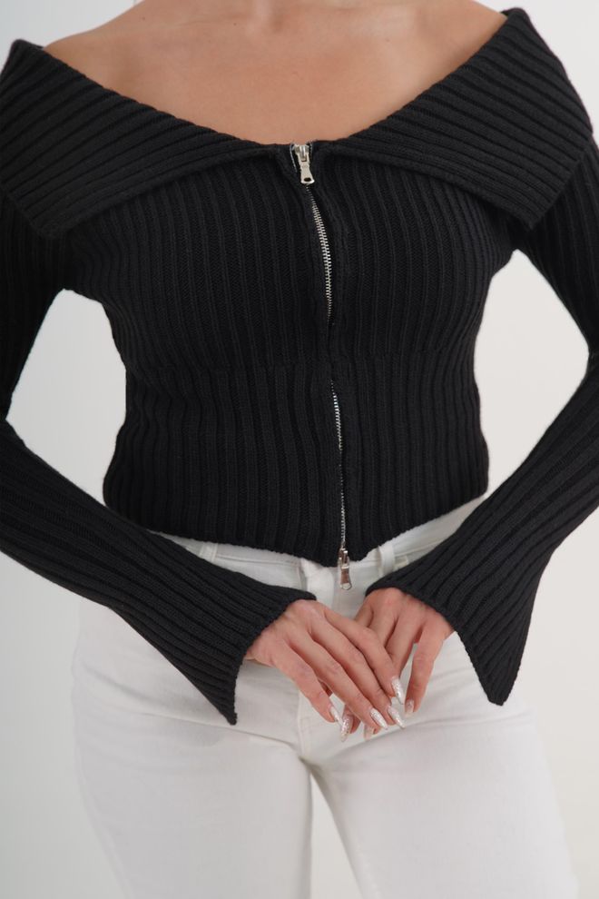 Lustrin Black Sexy Casual Elegant Cardigan Wholesale Clothing Fall