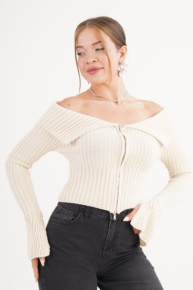 Lustrin Beige Slim Fit Sexy Casual Elegant Cardigan Wholesale Clothing Sexy