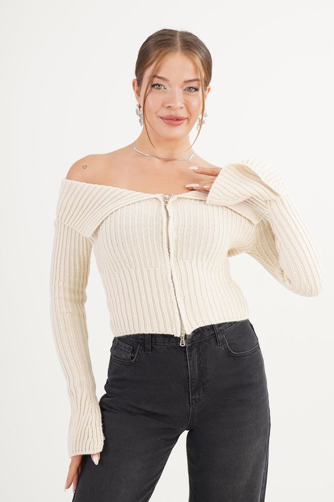 Lustrin Beige Slim Fit Sexy Casual Elegant Cardigan Wholesale Clothing Lounge